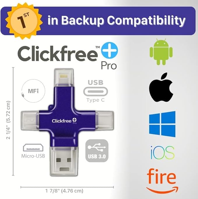 Clickfree Pro 128GB with Matching Metal Travel Tin